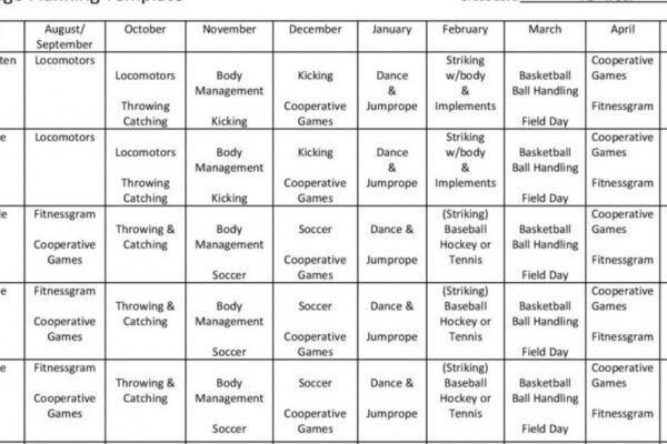 Physical Education Schedule Routine