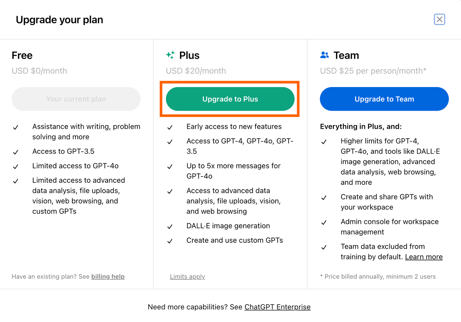 chatgpt plus personal vs business